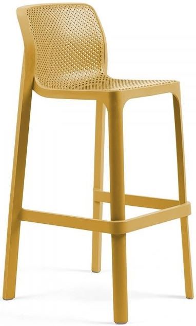 Стул пластиковый барный Net Stool горчичный