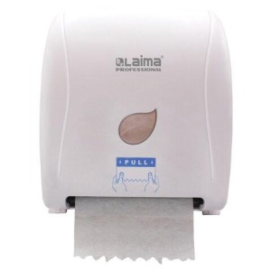 Диспенсер для полотенец в рулонах LAIMA PROFESSIONAL ECO (Система H1), механический, белый, ABS-пластик, 606550