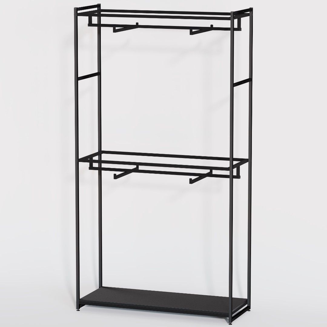 Стеллаж для одежды в стиле Лофт A22120-03-ЧЧ 220х120х45