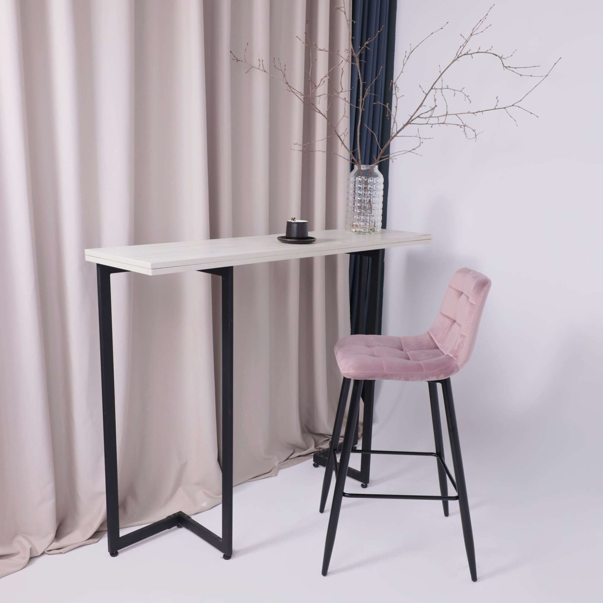 Стул барный Stella, пыльная роза, велюр