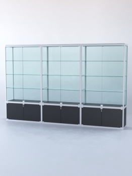 Витрина "ПРЯМОУГОЛЬНАЯ" №2-3м-400-2 (задняя стенка - стекло), Черный