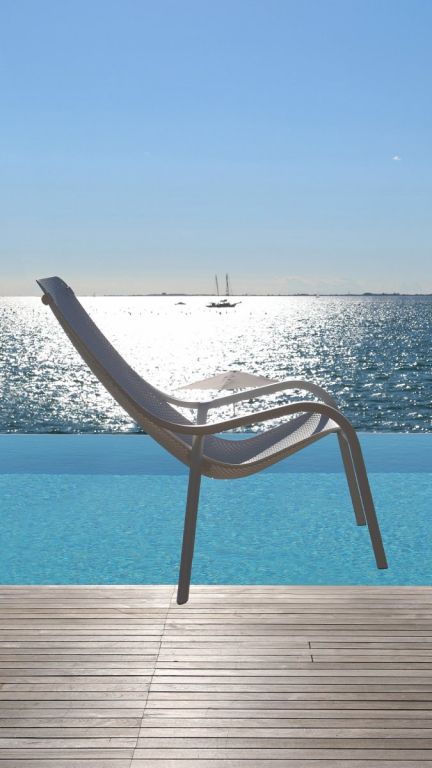 Лаунж-кресло пластиковое с подушкой Net Lounge белый, горчичный