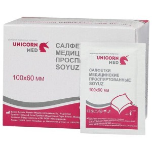 Спиртовые салфетки антисептические 60х100 мм, КОМПЛЕКТ 100 шт., SOYUZ, короб, СП11-13