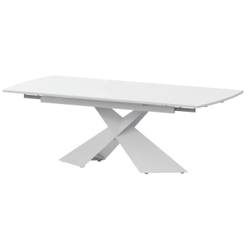 Стол раздвижной Модерн Обеденные столы в пластике Модерн 1400х800+300 (Н-3832) Супер Белый/Белый муар