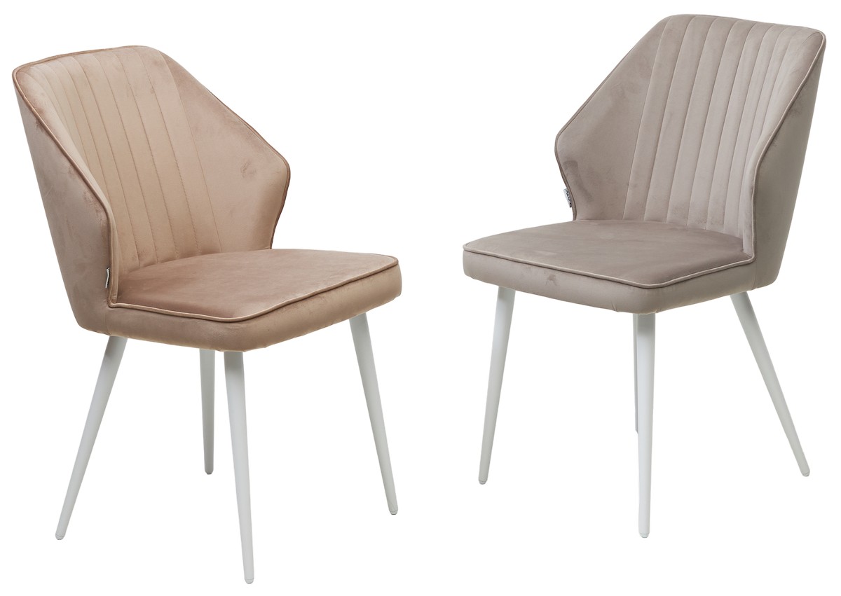 Стул СИЭТЛ -В (SEATTLE-V) БЕЖЕВЫЙ #5, велюр / белый каркас