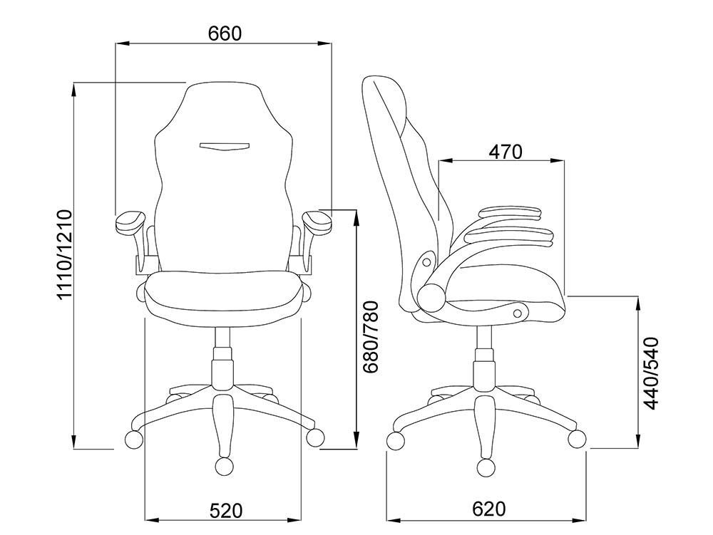 Кресло поворотное Fenix, красный + черный, экокожа