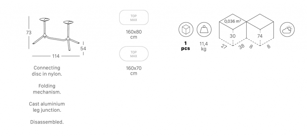 Подстолье металлическое двойное складное Tripe Double Folding тортора