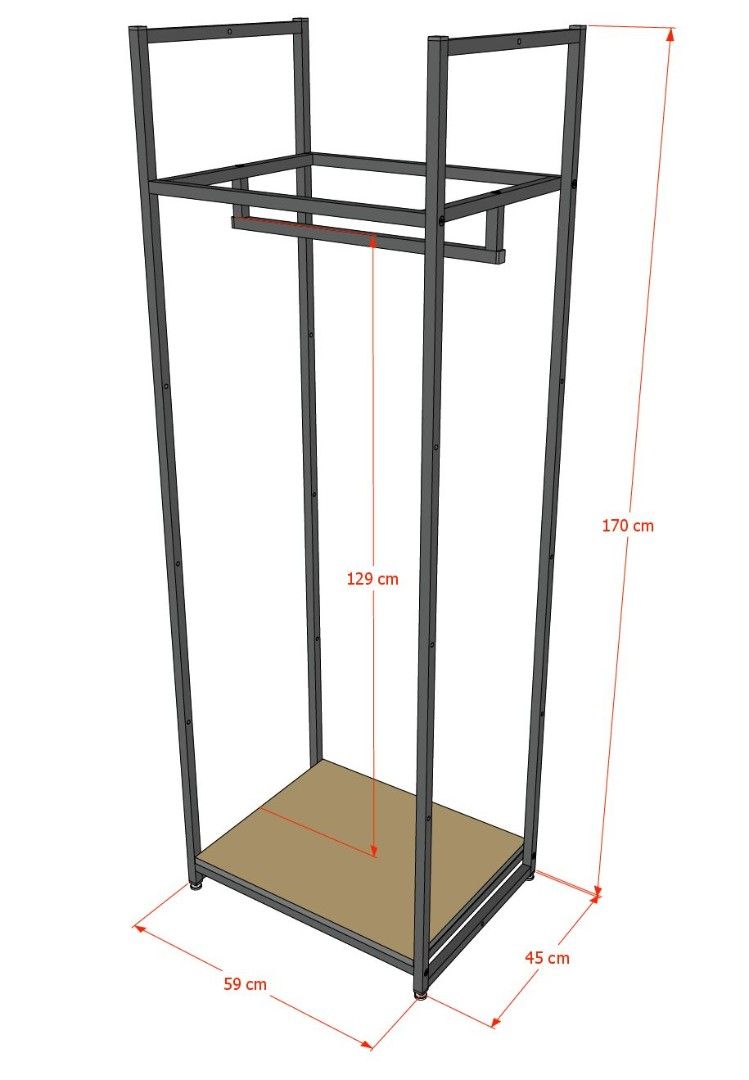 Стеллаж для одежды в стиле Лофт A1760-03-ЧБ