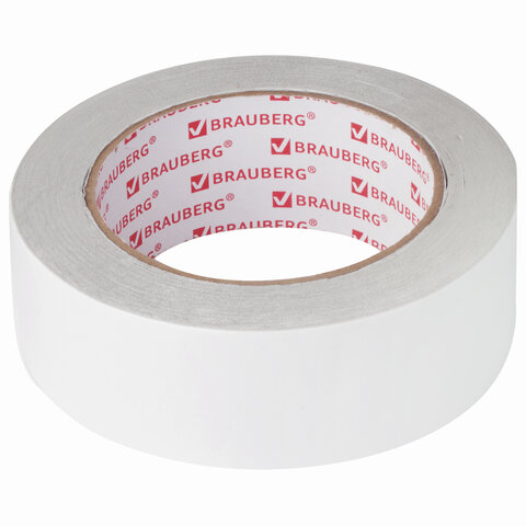 Клейкая двусторонняя лента 38 мм х 25 м, ТОНКАЯ ОСНОВА полипропилен, 90 микрон, BRAUBERG, 606426