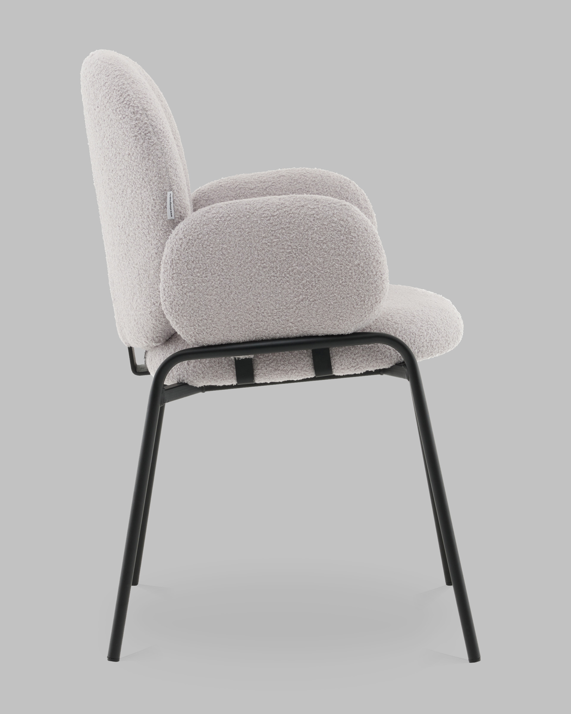 Стул с подлокотниками Моллек букле светло-серый