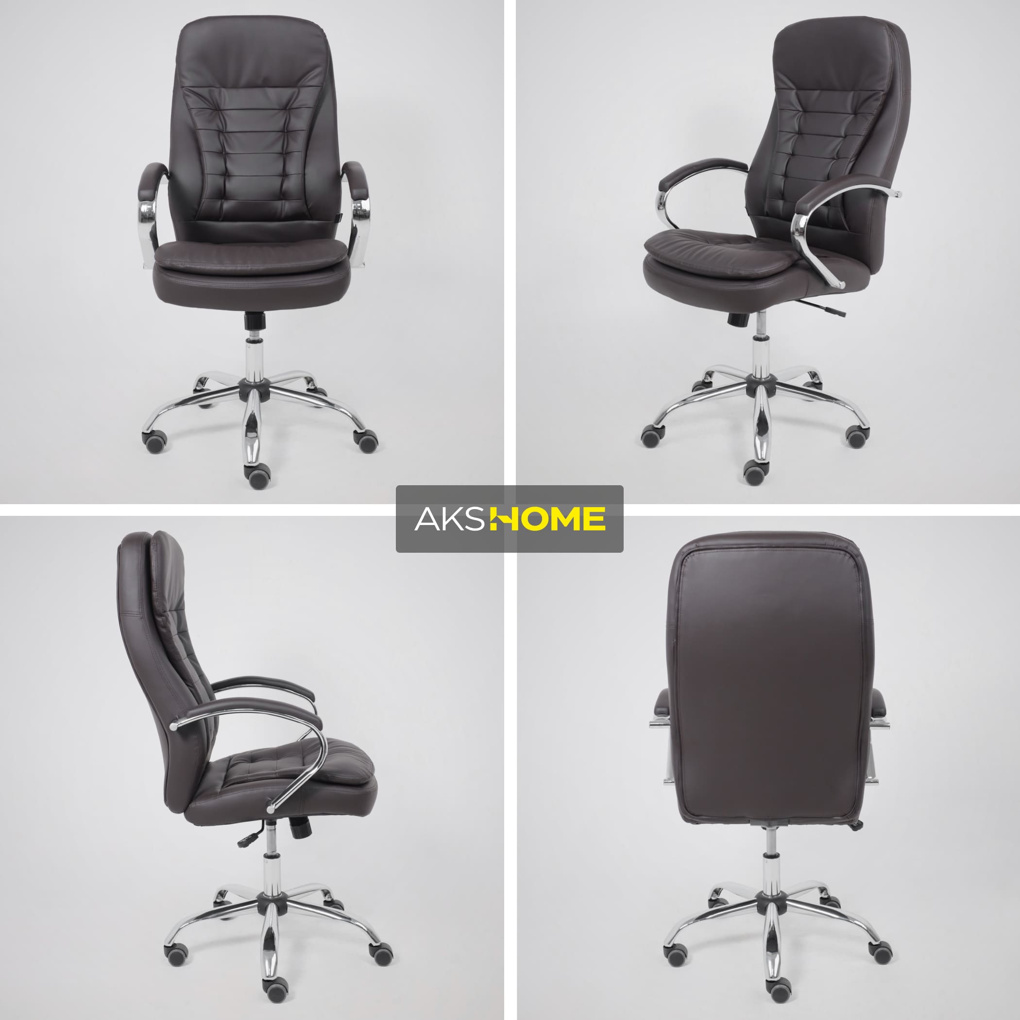 Кресло поворотное Richard New, коричневый, экокожа