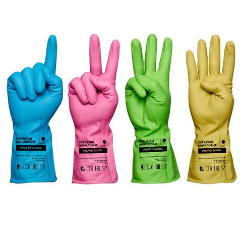 Перчатки виниловые ЖЕЛТЫЕ усиленные ГИПОАЛЛЕРГЕННЫЕ, размер L (большой), 90 г, ТР ТС, PROFESSIONAL, ПРОЧНЫЕ, ADM, 31161