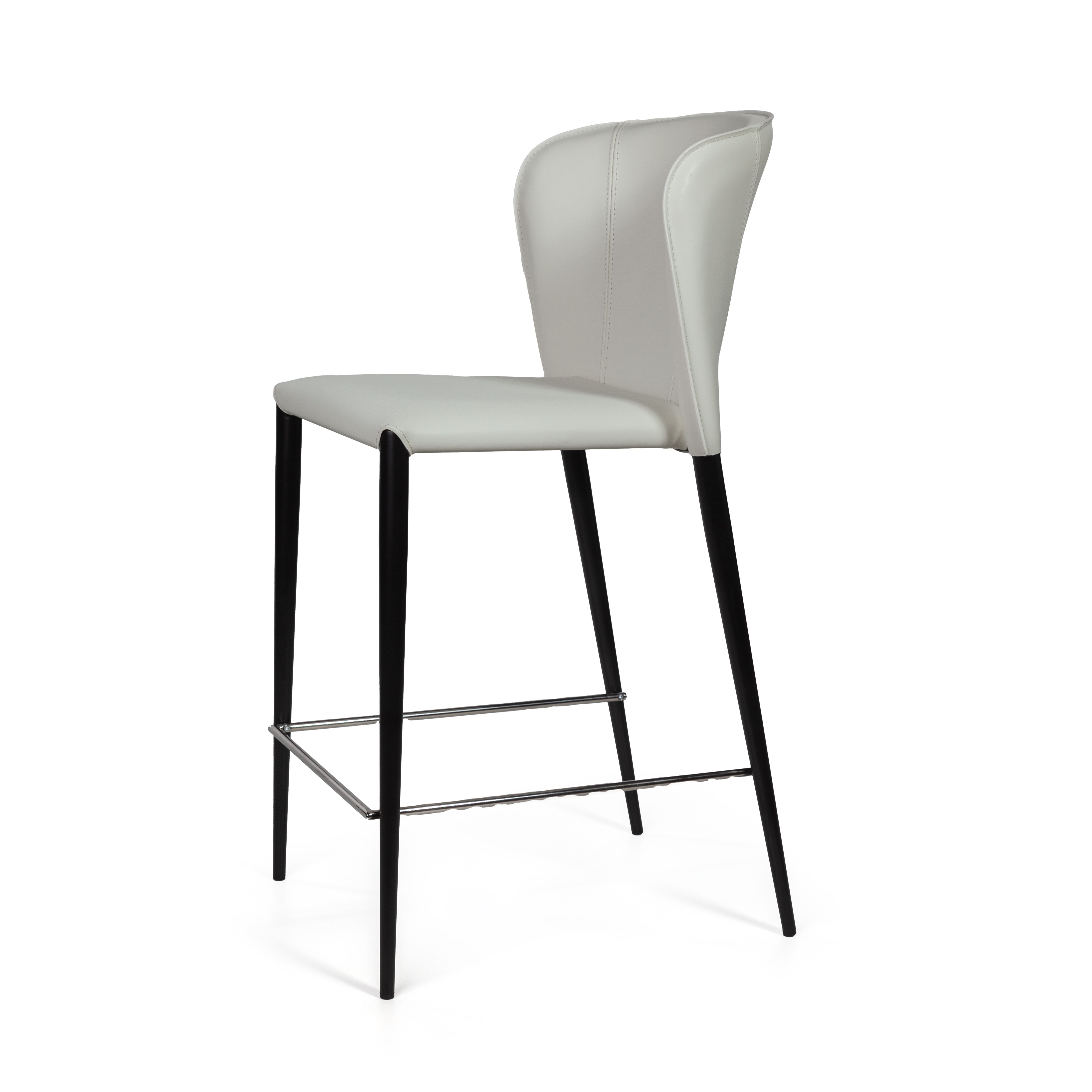 Стул полубарный Альберт, кожа белый