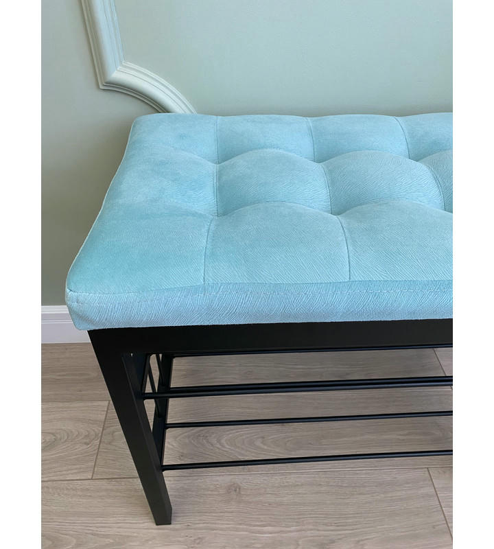 Банкетка Сканди-60-2-х полочная (светло-бирюзовый/черный)