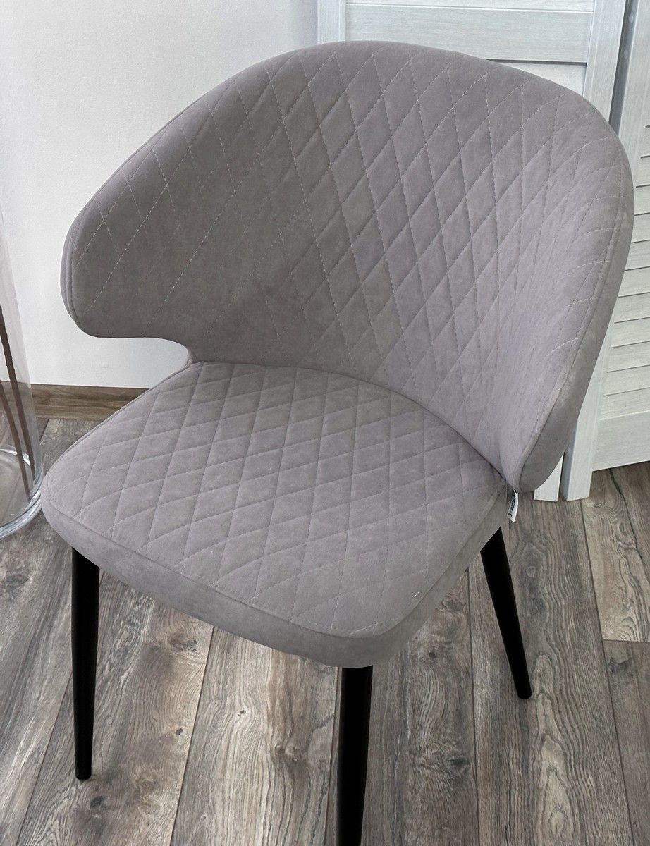 Стул ХИЛТОН, цвет B22 Серый, велюр / черный каркас