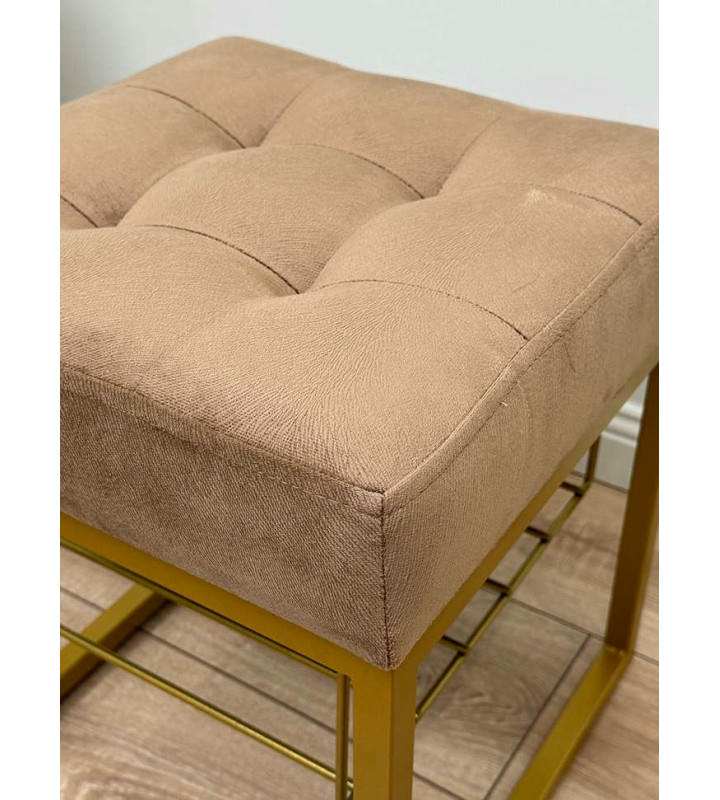 Банкетка Марсей 40-44 с полкой (светло коричневый/золото)