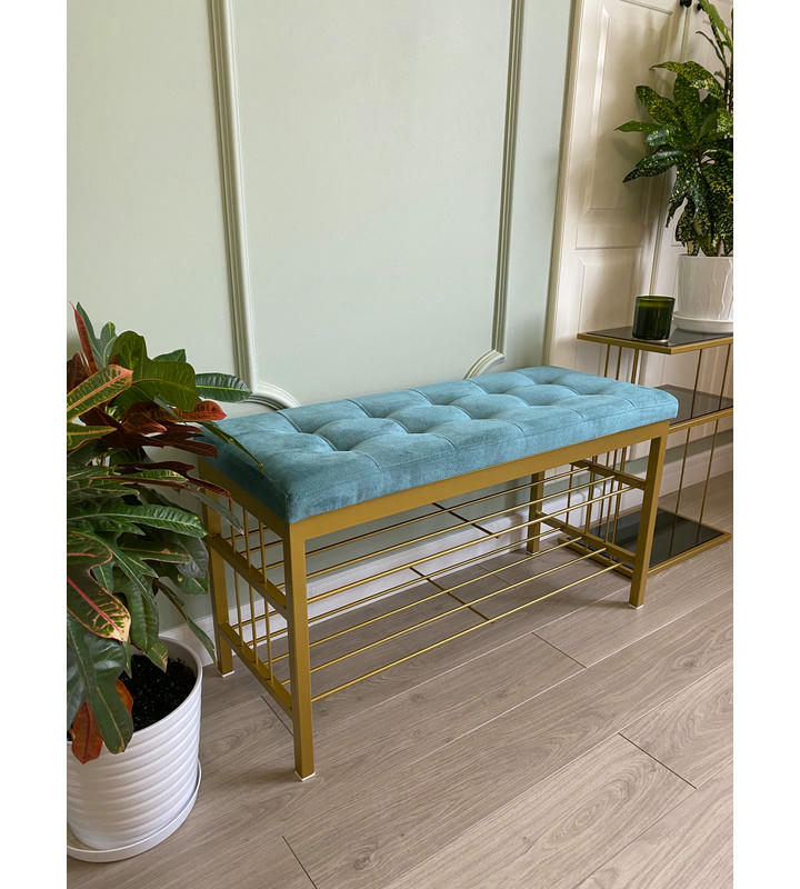 Банкетка Сканди-96-2 (бирюзовый/золото)