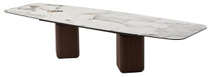 Стол ТЕРРА (TERRA) 240 (360) БЕЖЕВЫЙ МРАМОР TL-331, испанская керамика / Орех, ®DISAUR