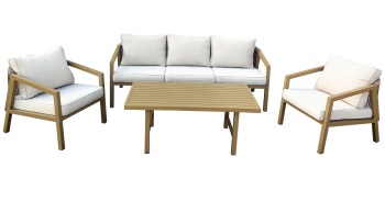 "Детройт" лаунж-зона из искусственного ротанга, цвет бежевыйцвет Серый