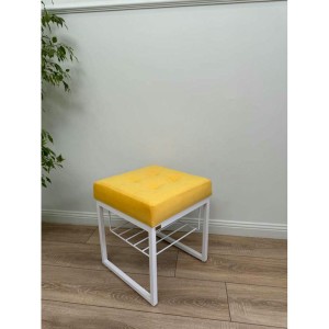 Банкетка Марсей 40-44 с полкой (желтый/белый)