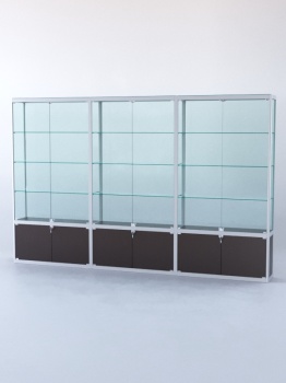 Витрина "ПРЯМОУГОЛЬНАЯ" №2-3м-300-2 (задняя стенка - стекло), Дуб Венге