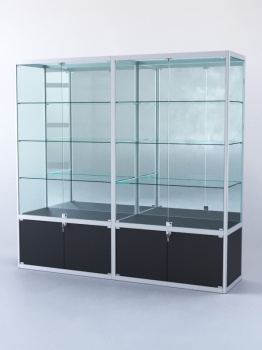 Витрина "ПРЯМОУГОЛЬНАЯ" №2-2м-500-3 (задняя стенка - зеркало), Черный