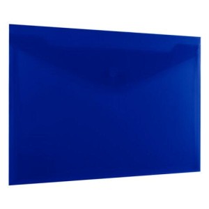 Папка-конверт с кнопкой прозрачная А4, BRAUBERG "UNIVERSAL", до 100 листов, синяя, 0,15 мм, 273071