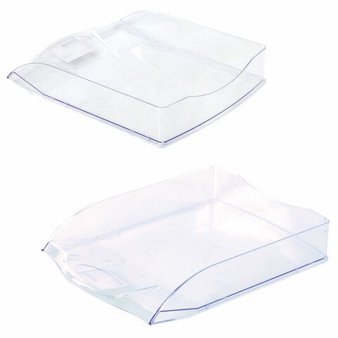 Лоток горизонтальный для бумаг BRAUBERG "Delta", A4 (340х270х60 мм), прозрачный, 237262