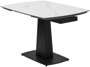 Стол БАЛД (BALDE) 140 см - 200 см раскладной, цвет MATT WHITE MARBLE SOLID CERAMIC / ЧЕРНЫЙ