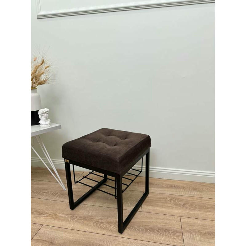 Банкетка Марсей 40-44 с полкой (темно-коричневый/черный)