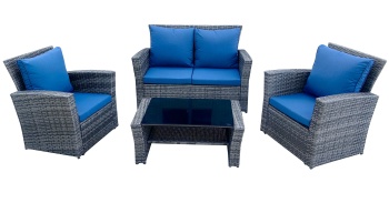 "Портленд" лаунж-зона из искусственного ротанга на 4 персоны, цвет серыйцвет Серый