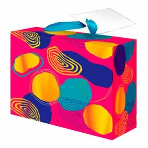 Пакет-коробка подарочный (1 штука) ассорти "Часы"/"Яркий", 22,5х13,5х20 см, тиснение фольгой, ламинация, 90080, 90079, 90080