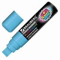 Маркер меловой BRAUBERG &quot;POP-ART&quot;, сухостираемый, для гладких поверхностей, 15мм, ГОЛУБОЙ, 151543