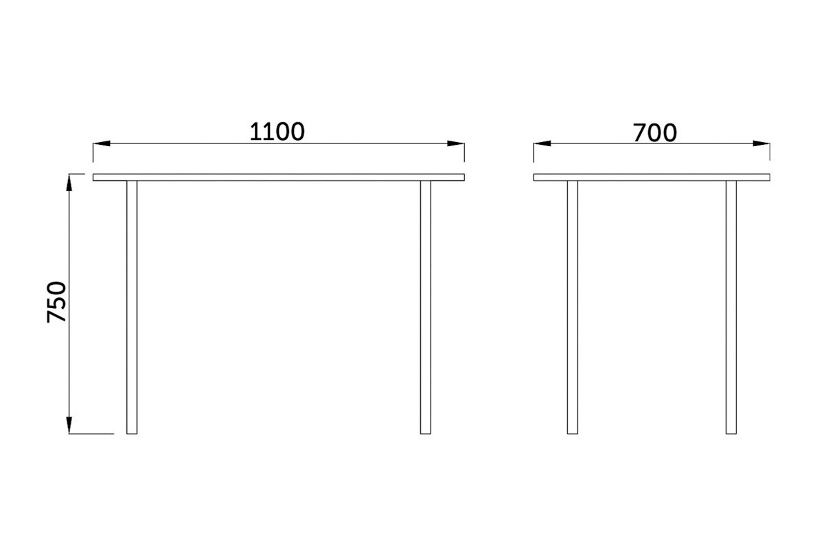 Стол Слим, белый, лдсп, цвет опоры белый