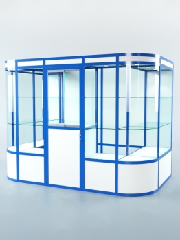 Павильон торговый из профиля пристенный №8а, Белый + Делфт голубой U525 ST9