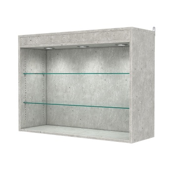 Витрина настенная с регулировочными полками №3-3ГГ-РЕГ с подсветкой, Метрополитан Грей