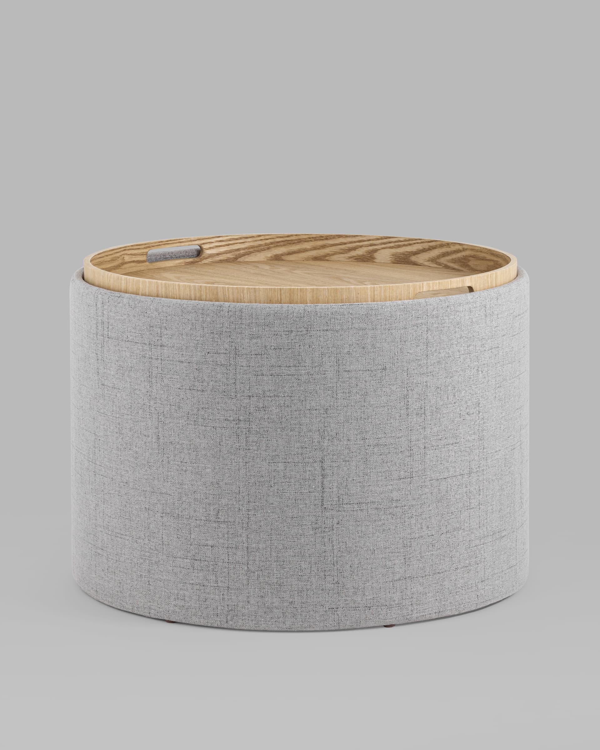 Пуф-столик с ящиком Хюгге L рогожка серый