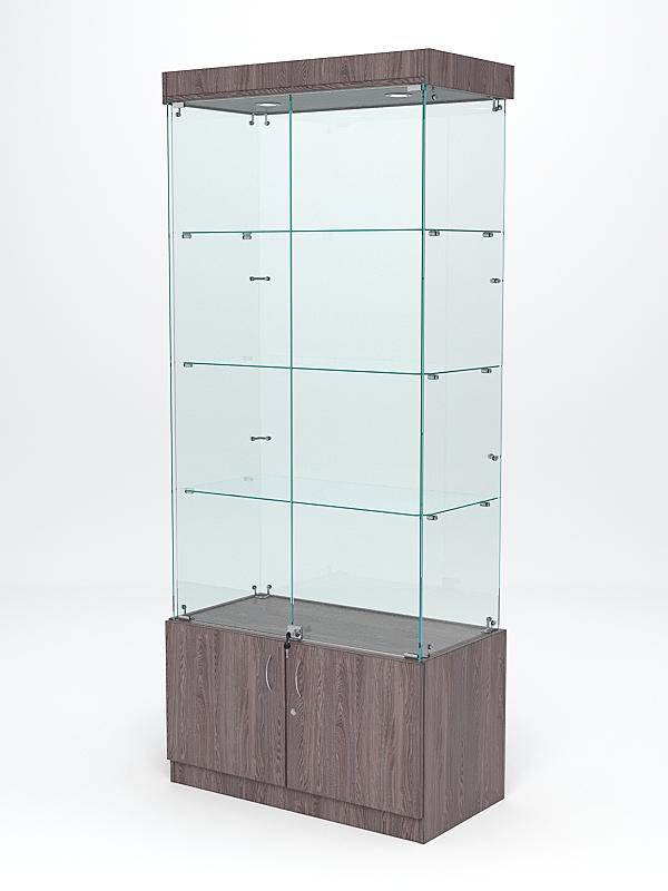 Витрина стеклянная "ИСТРА" №1 (с дверками, задняя стенка - стекло)