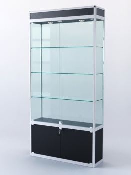 Витрина "ПРЯМОУГОЛЬНАЯ" №1-300-2 (задняя стенка - стекло), Черный