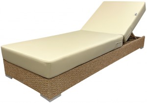 Шезлонг-лежак плетеный с матрасом Mantera бежевый люкс, светло-бежевый