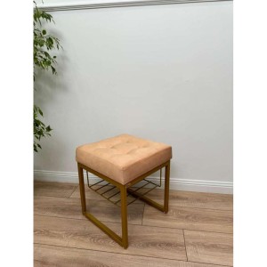 Банкетка Марсей 40-44 с полкой (персиковый/золото)