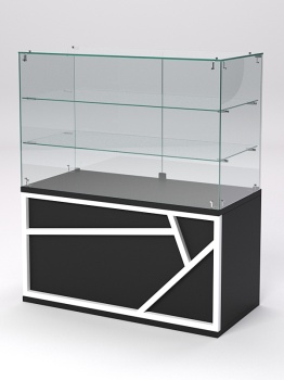 Торговый прилавок невысокий с двумя полками серии РОК №4, Черный