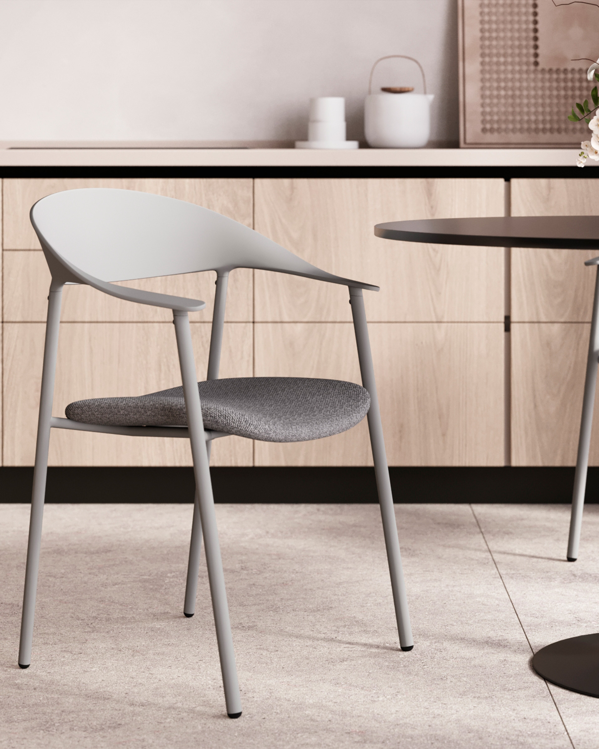 Стул Eila с подушкой пластик серый