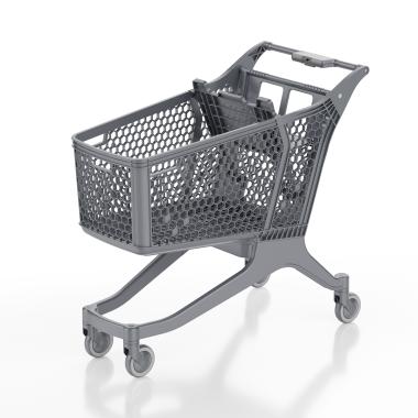 Пластиковая покупательская тележка DRIFT серая, c серым д\с