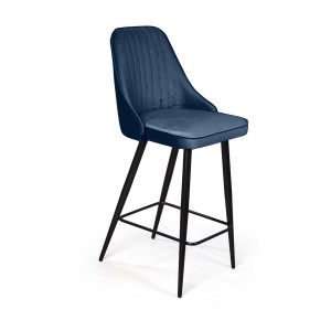 Стул полубарный Берг, бархат синий 29/ чёрный конус