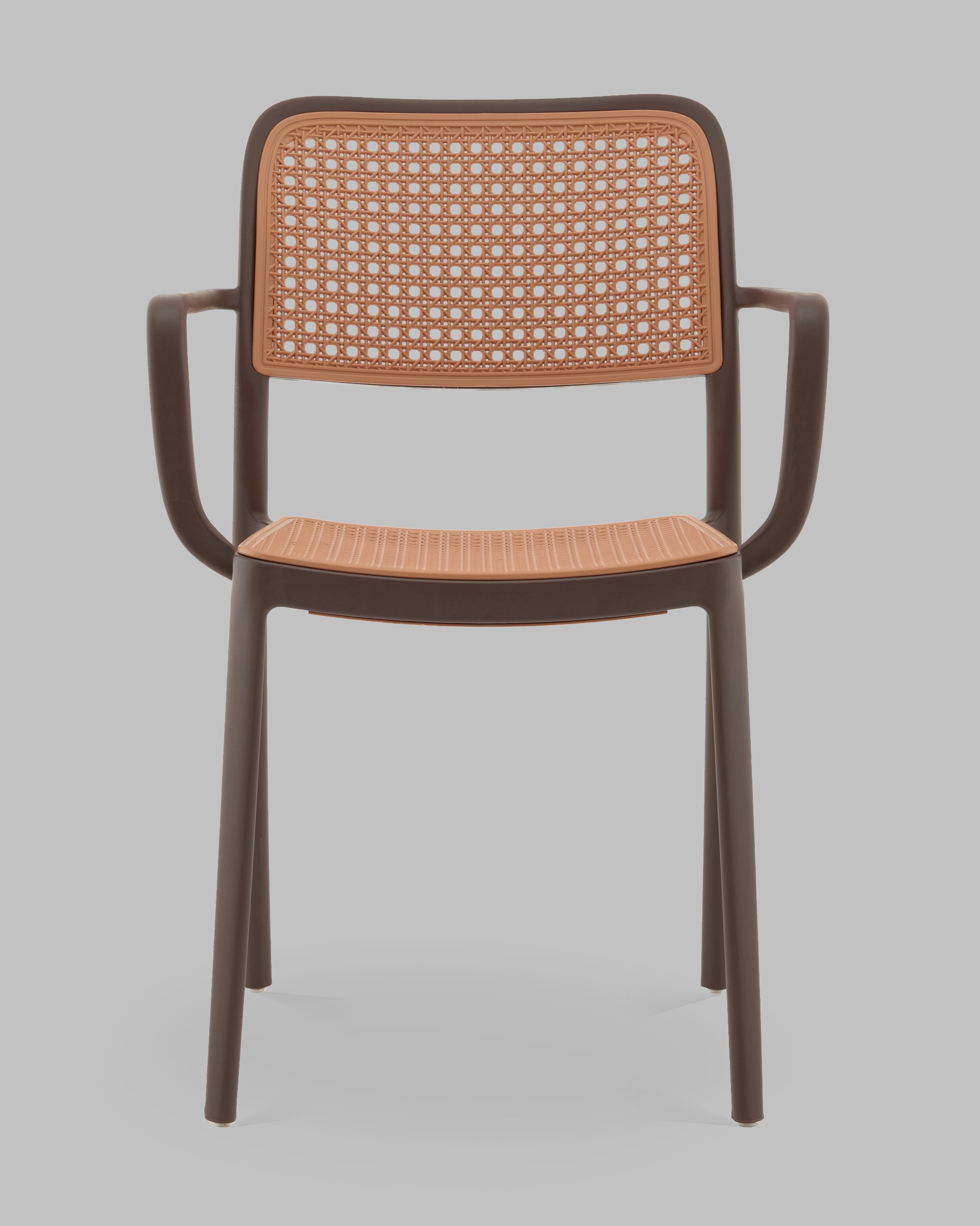 Стул Yona пластиковый с подлокотниками коричневый