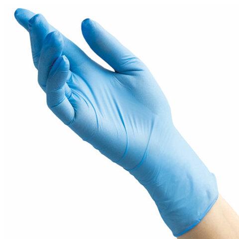 Перчатки нитриловые смотровые 100 пар (200шт) р-р L голубые BENOVY Nitrile Chlorinated, ЧЗ,К, шк2469