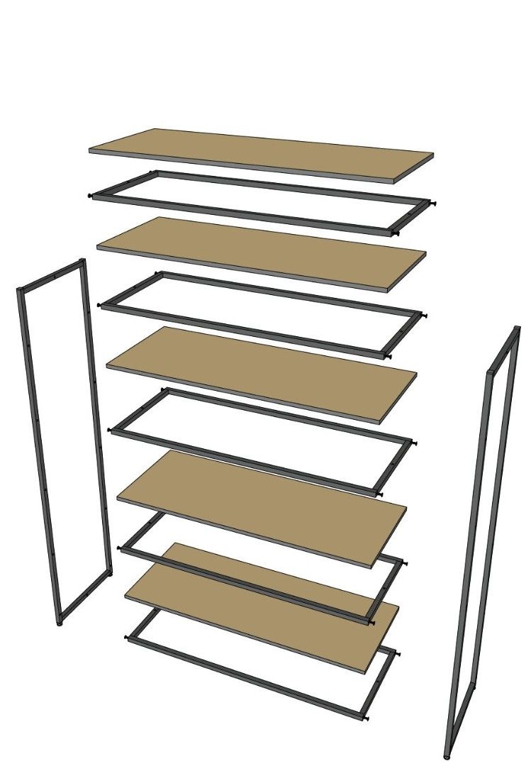 Стеллаж в стиле Лофт A17120-20 с полками ЛДСП (220х120х45)
