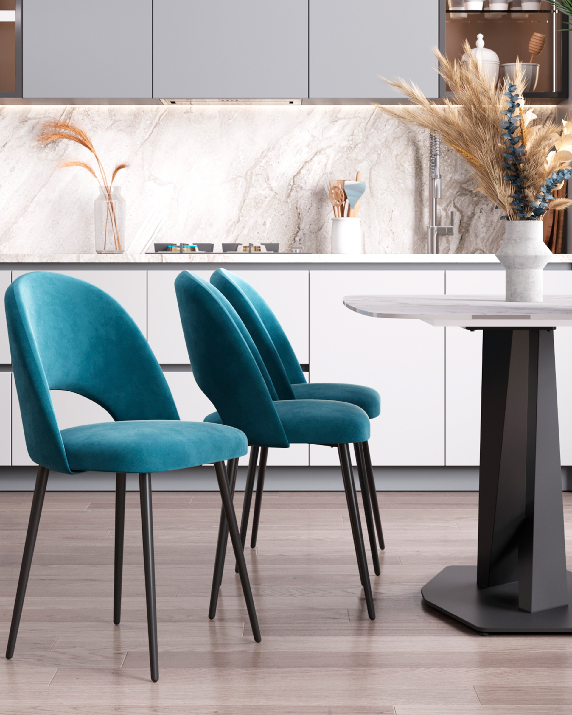 Стул Меган SN велюр пыльно-синий