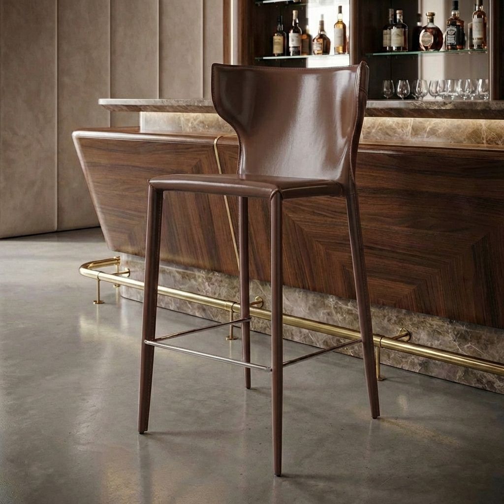 Стул полубарный Аустин, кожа капучино